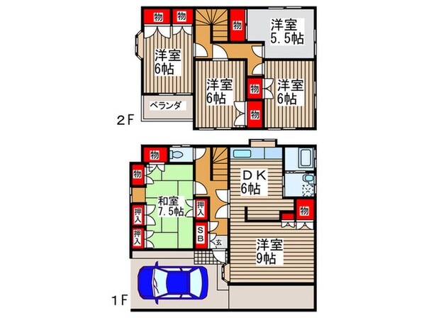 石川貸家の物件間取画像